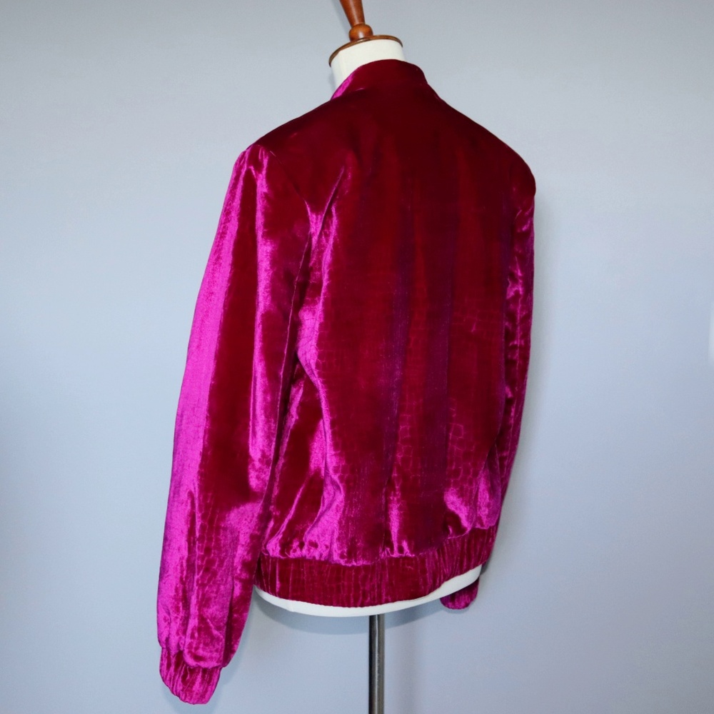 Croc Embossed Velvet Bomber Jacket Neiman Marcus 8 - Picture 5 of 8